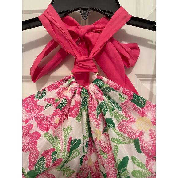 LILLY PULITZER VINTAGE WHITE LABEL SILK & COTTON HALTER DRESS SZ4 SUMMER PERFECT - Picture 6 of 10